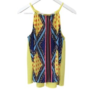 Mine Flowy Tank Top with Studded Button Split Back Sz M